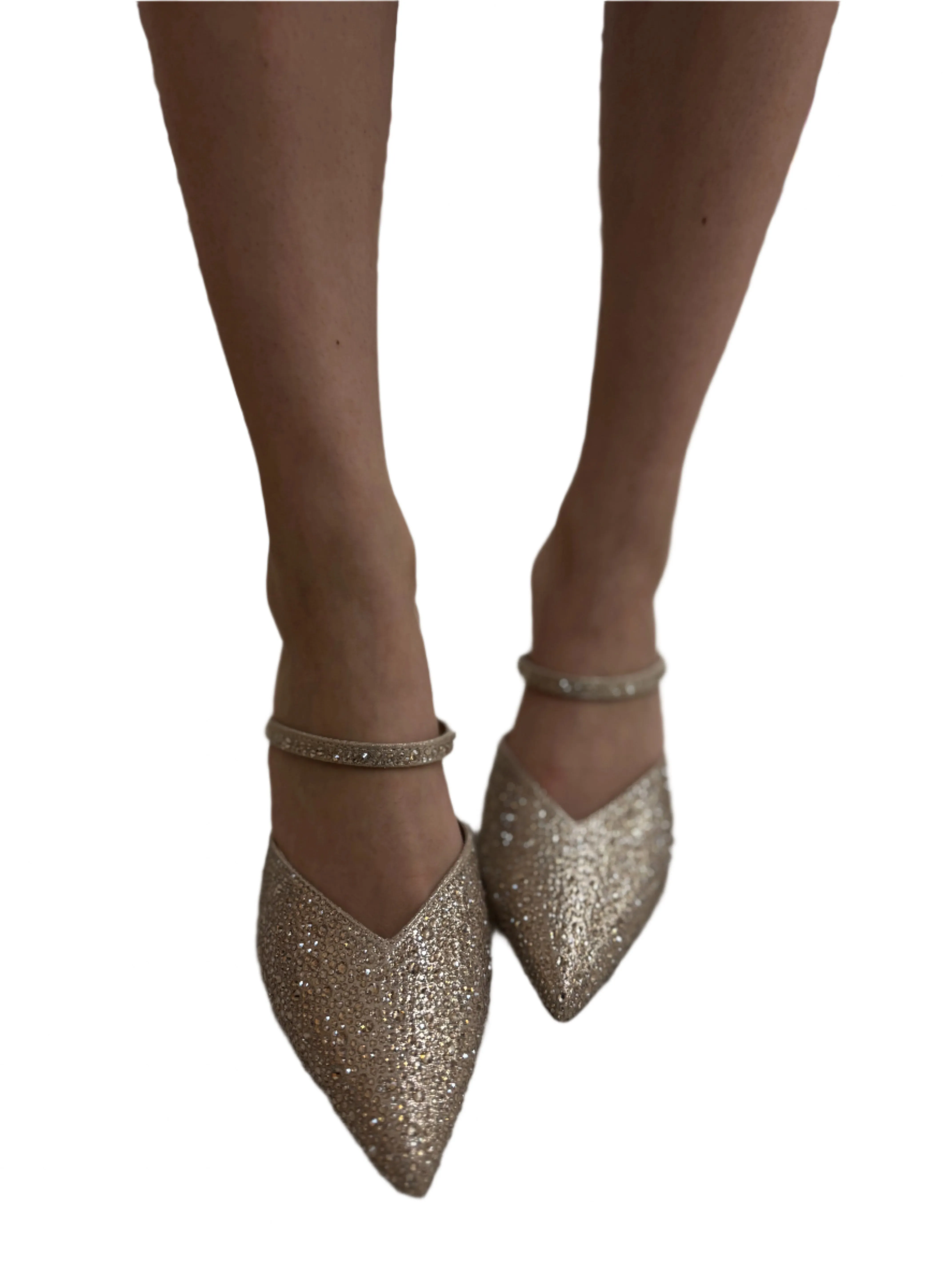 RHINESTONED POINTED TOE OPEN HEEL PUMP SARNIE- S