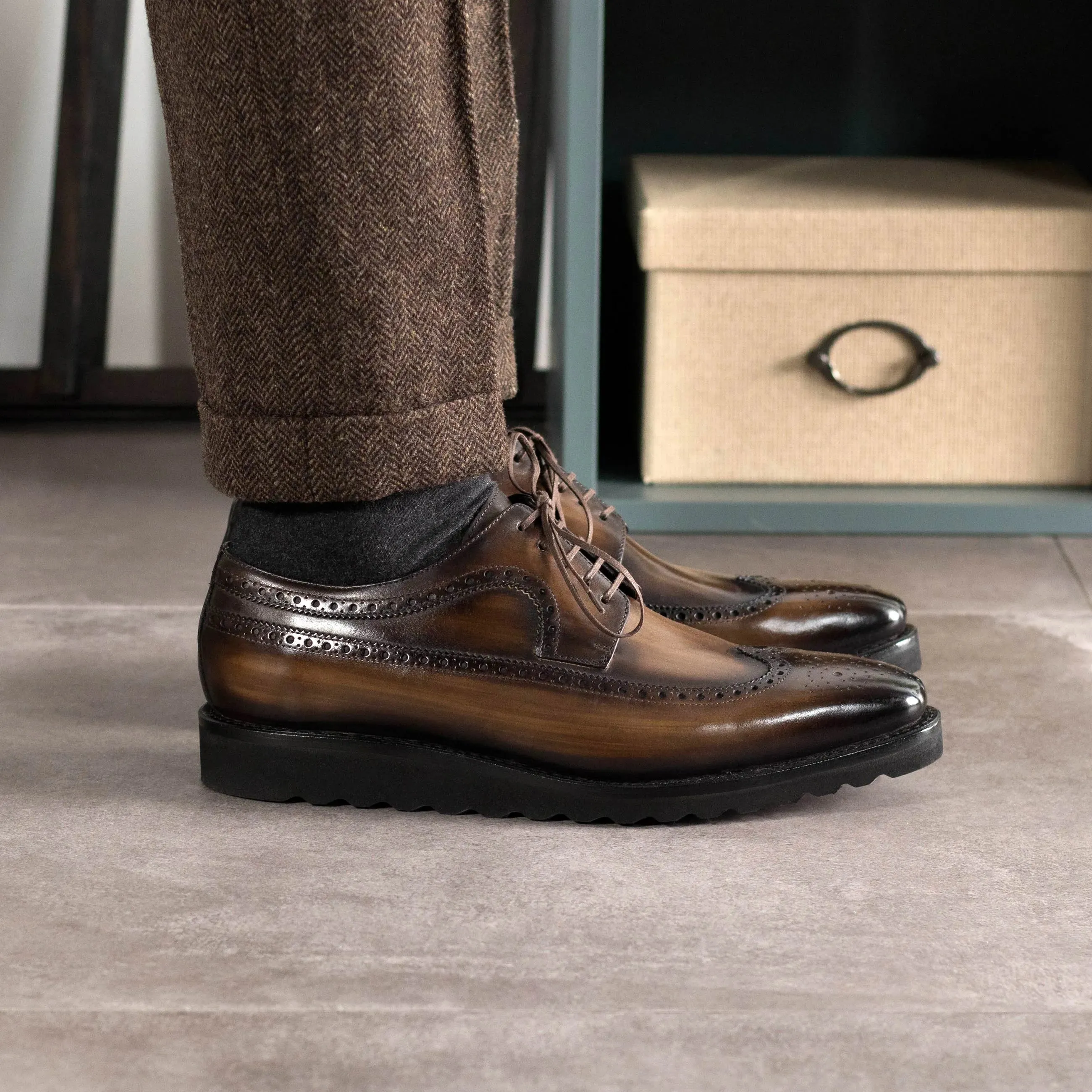 Saif Patina Longwing Blucher shoes II