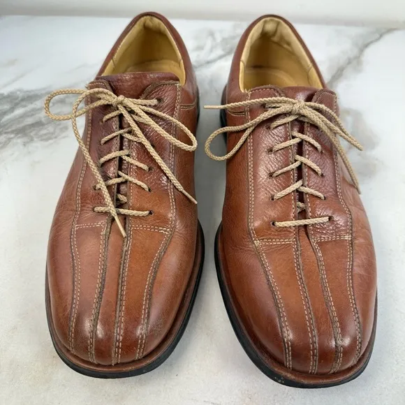 Sandro Men's Comfort Walk Cognac Leather Split Cap Toe Oxford Dress Shoes, 9