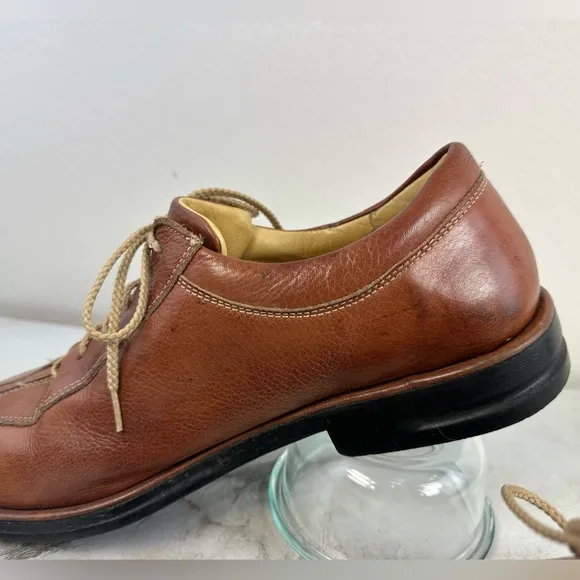 Sandro Men's Comfort Walk Cognac Leather Split Cap Toe Oxford Dress Shoes, 9