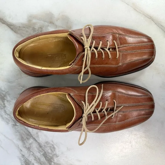 Sandro Men's Comfort Walk Cognac Leather Split Cap Toe Oxford Dress Shoes, 9