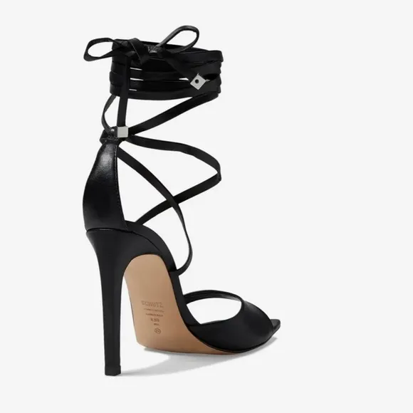 Schutz Bryce Ankle Wrap Sandal in Black