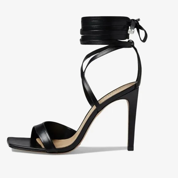 Schutz Bryce Ankle Wrap Sandal in Black