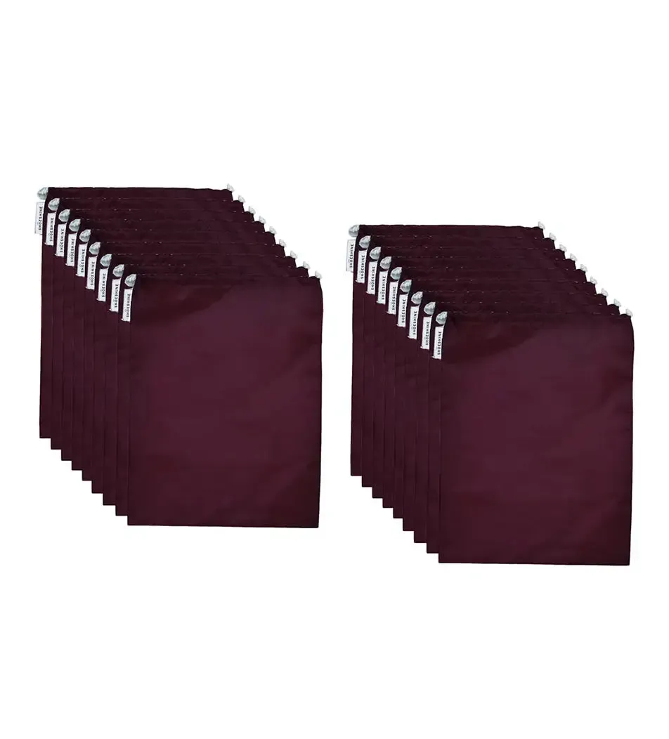 SHOESHINE Shoe Bag (Pack of 10) Water Resistant and Dust Proof Shoe Storage Bag - Black & Maroon