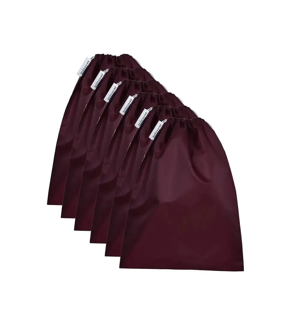 SHOESHINE Shoe Bag (Pack of 10) Water Resistant and Dust Proof Shoe Storage Bag - Black & Maroon