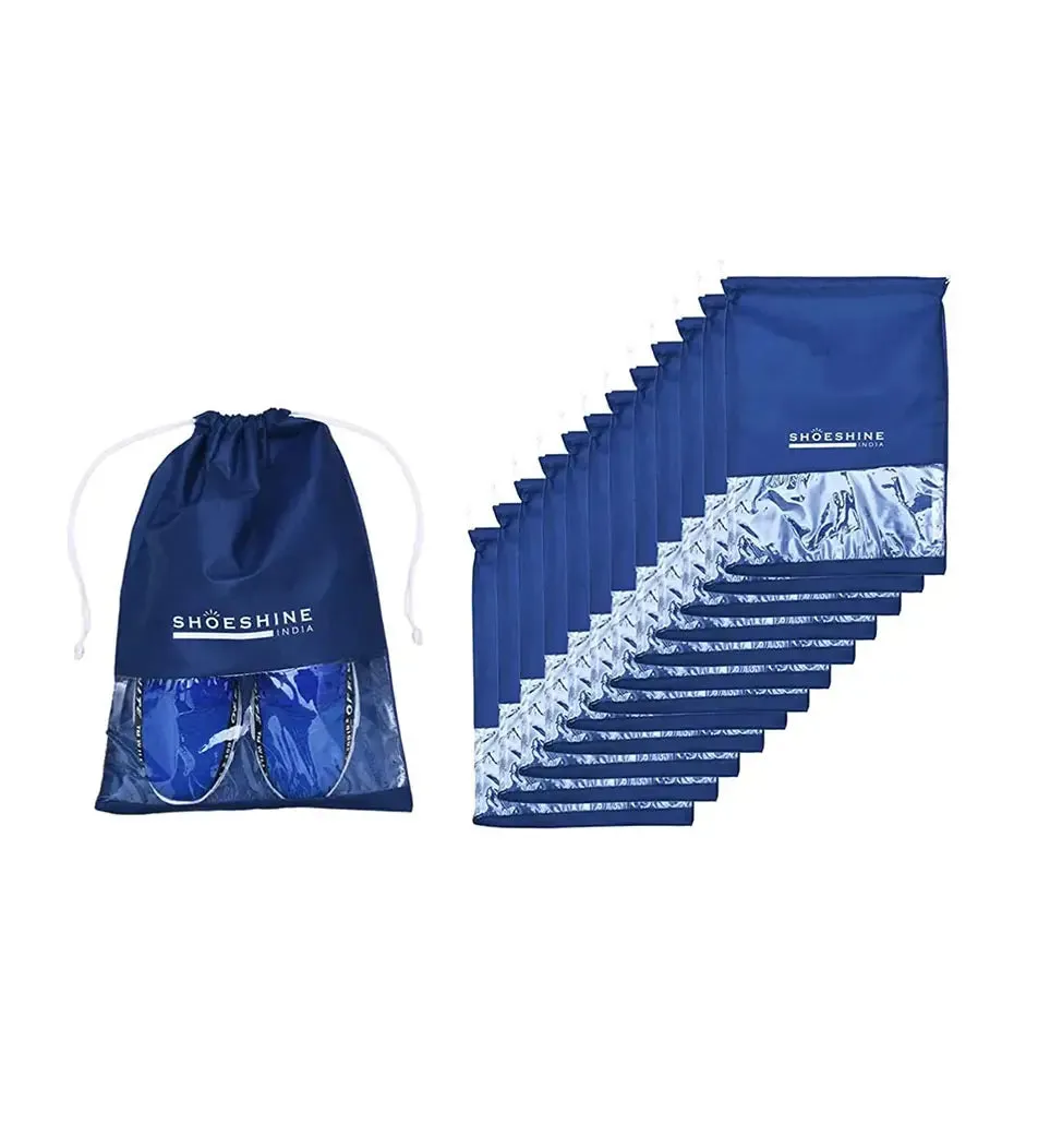 SHOESHINE Shoe Bags (Pack of 18) Travel Shoe Pouch - Navy