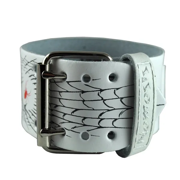 Spider Web White Leather Cuff