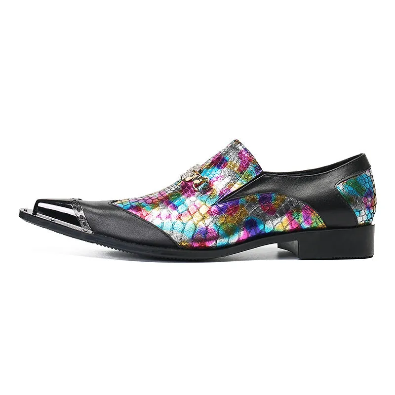 Spring and Autumn Men's Casual Leather Shoes Men's Cowhide Business Formal Wear British Pointed Toe Bright Leather Patent Leather Trendy Wedding Groom's Shoes