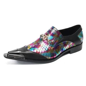 Spring and Autumn Men's Casual Leather Shoes Men's Cowhide Business Formal Wear British Pointed Toe Bright Leather Patent Leather Trendy Wedding Groom's Shoes