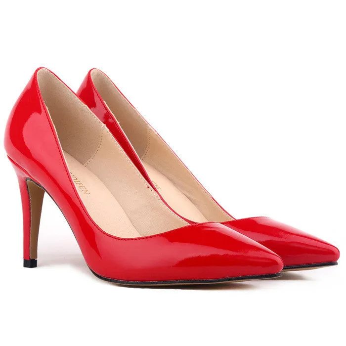 Spring summer fashion star pointed toe solid high heels shoes nightclub women's pumps thin heels slip on shoes size 35-42