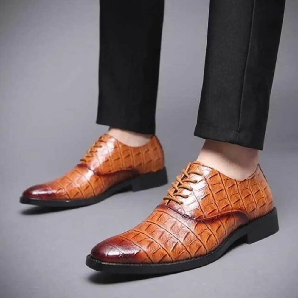 Square Crocodile Pattern Men Dress Shoes