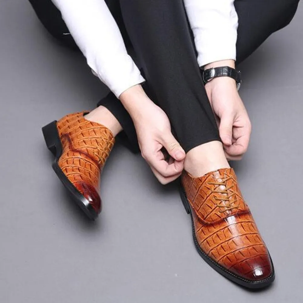 Square Crocodile Pattern Men Dress Shoes
