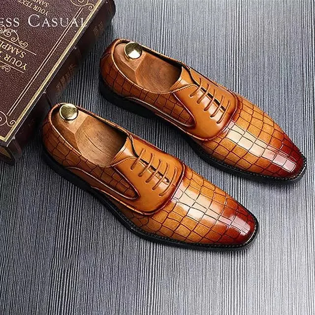 Square Crocodile Pattern Men Dress Shoes