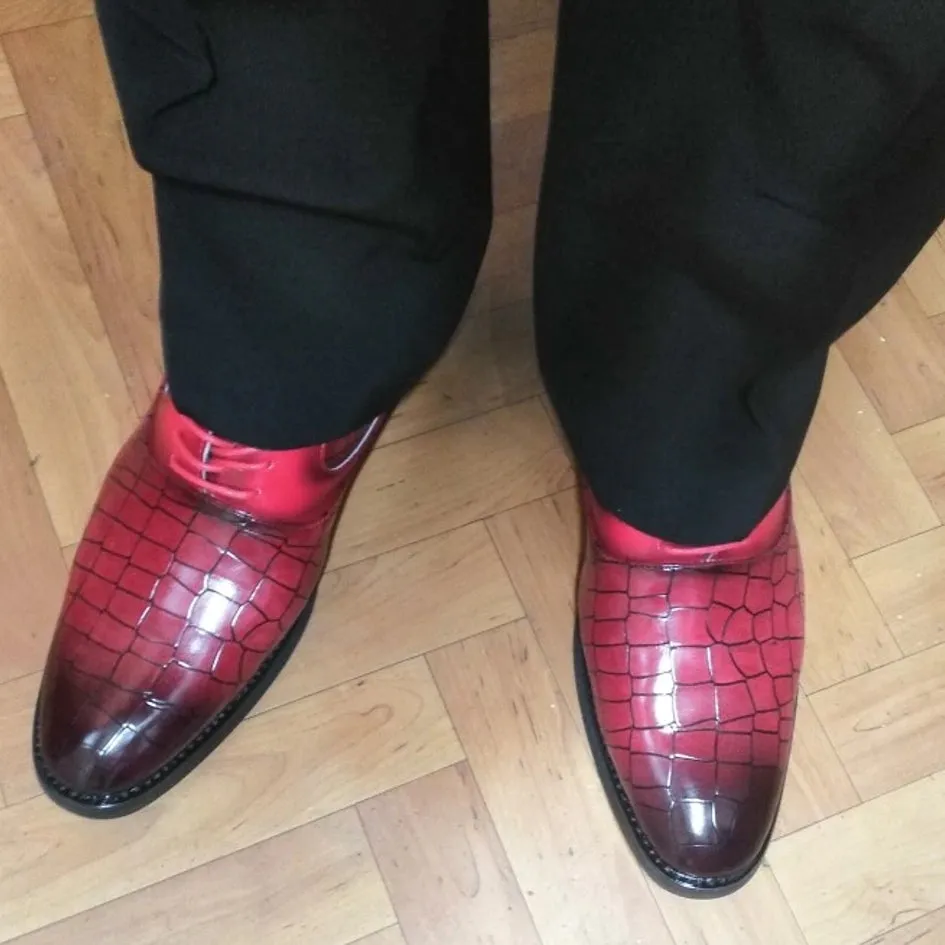 Square Crocodile Pattern Men Dress Shoes
