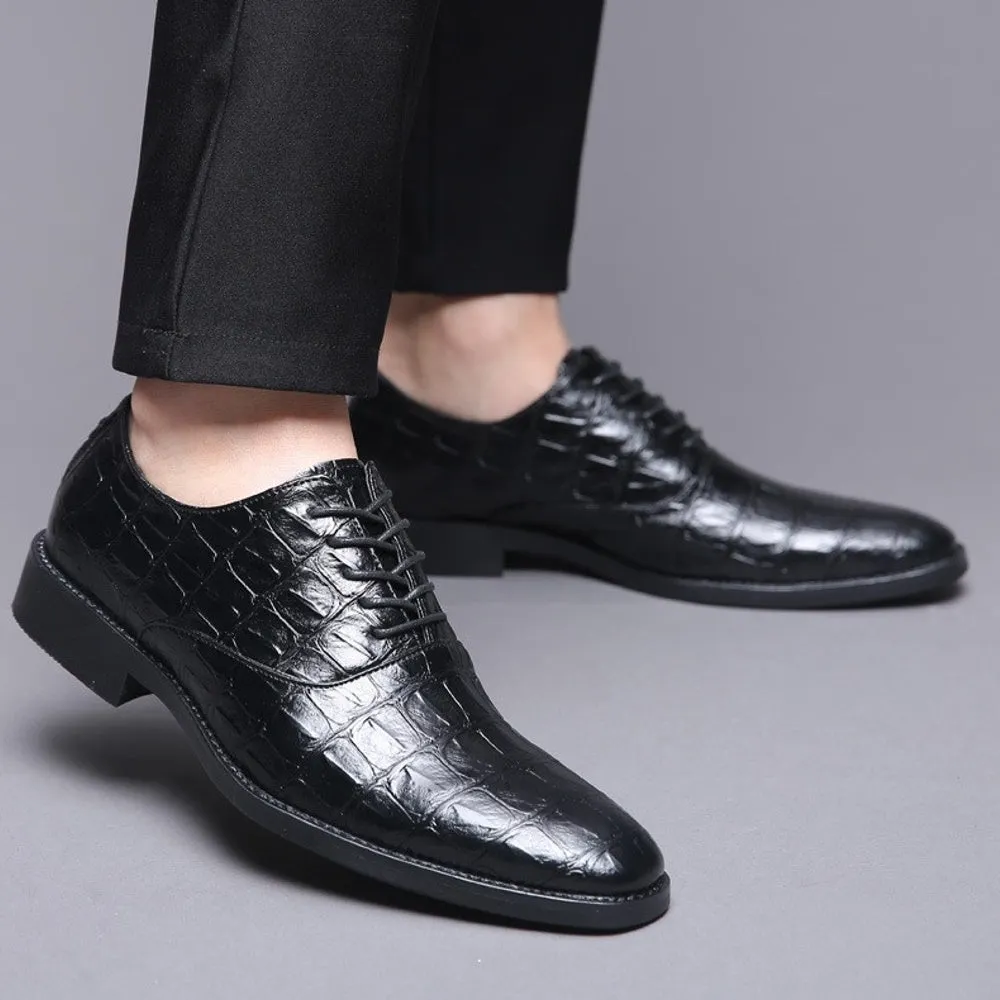 Square Crocodile Pattern Men Dress Shoes