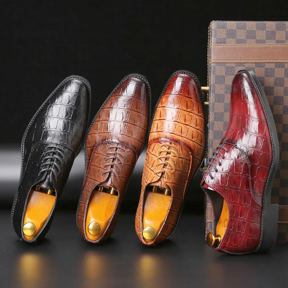 Square Crocodile Pattern Men Dress Shoes