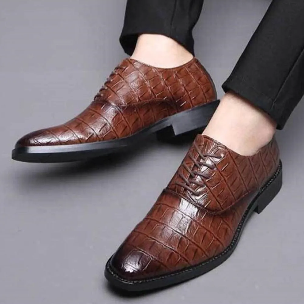 Square Crocodile Pattern Men Dress Shoes