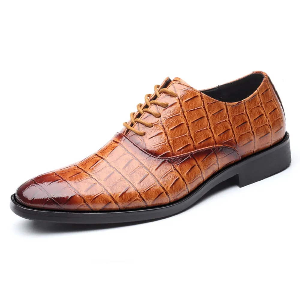 Square Crocodile Pattern Men Dress Shoes