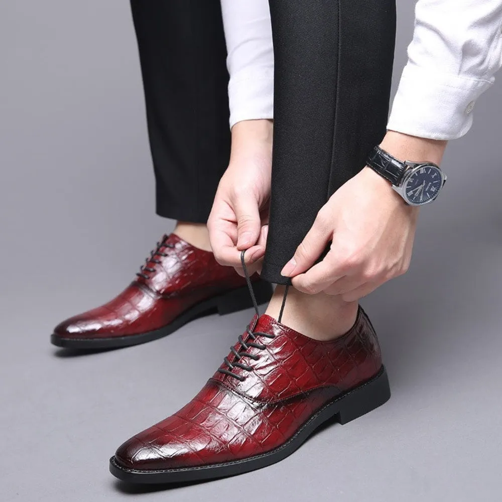 Square Crocodile Pattern Men Dress Shoes