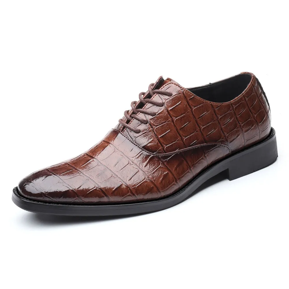 Square Crocodile Pattern Men Dress Shoes