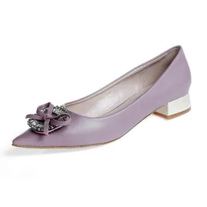 Square Toe Side Buckle Shallow Mouth Elegant Woman Brand Pumps Slip On Single Wedding Women Pumps Bow Heels