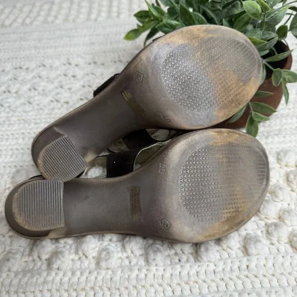 SUNDANCE Women's 40 Ruffle Suede Leather Strappy Heel Chocolate Brown Italy