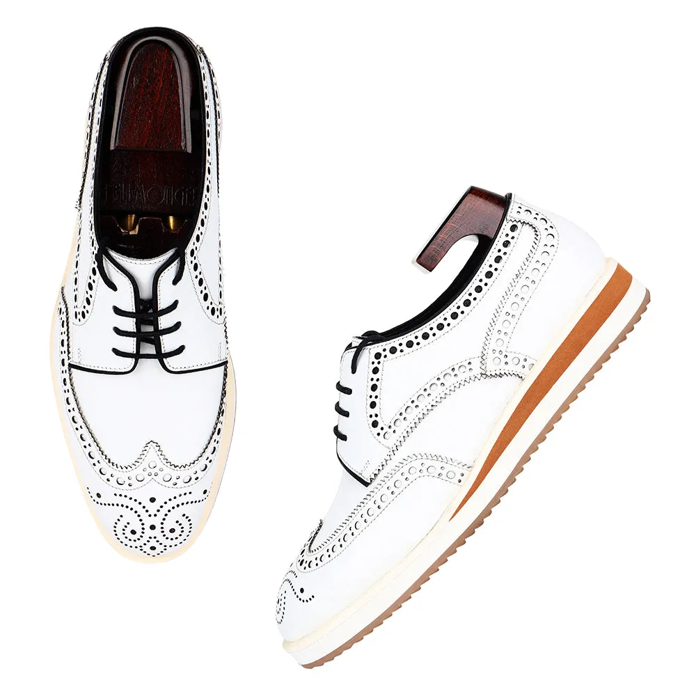 White Brogue Platfrom Sole Wingtip Derby