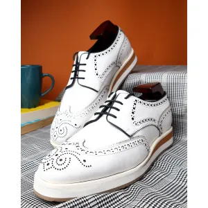 White Brogue Platfrom Sole Wingtip Derby