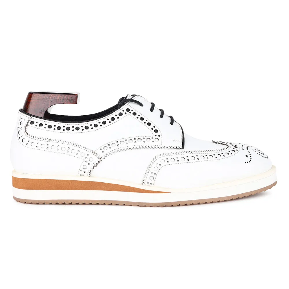 White Brogue Platfrom Sole Wingtip Derby