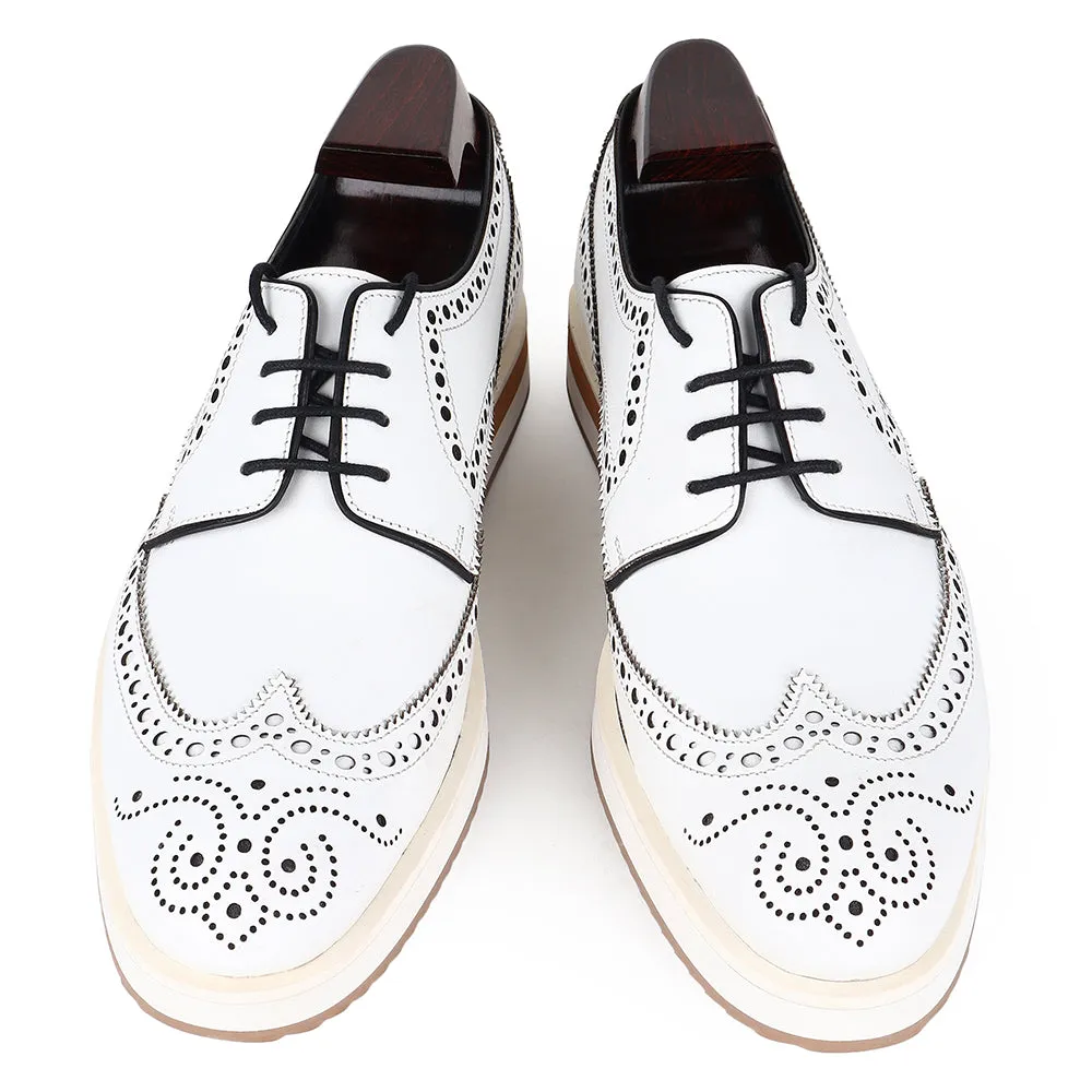 White Brogue Platfrom Sole Wingtip Derby