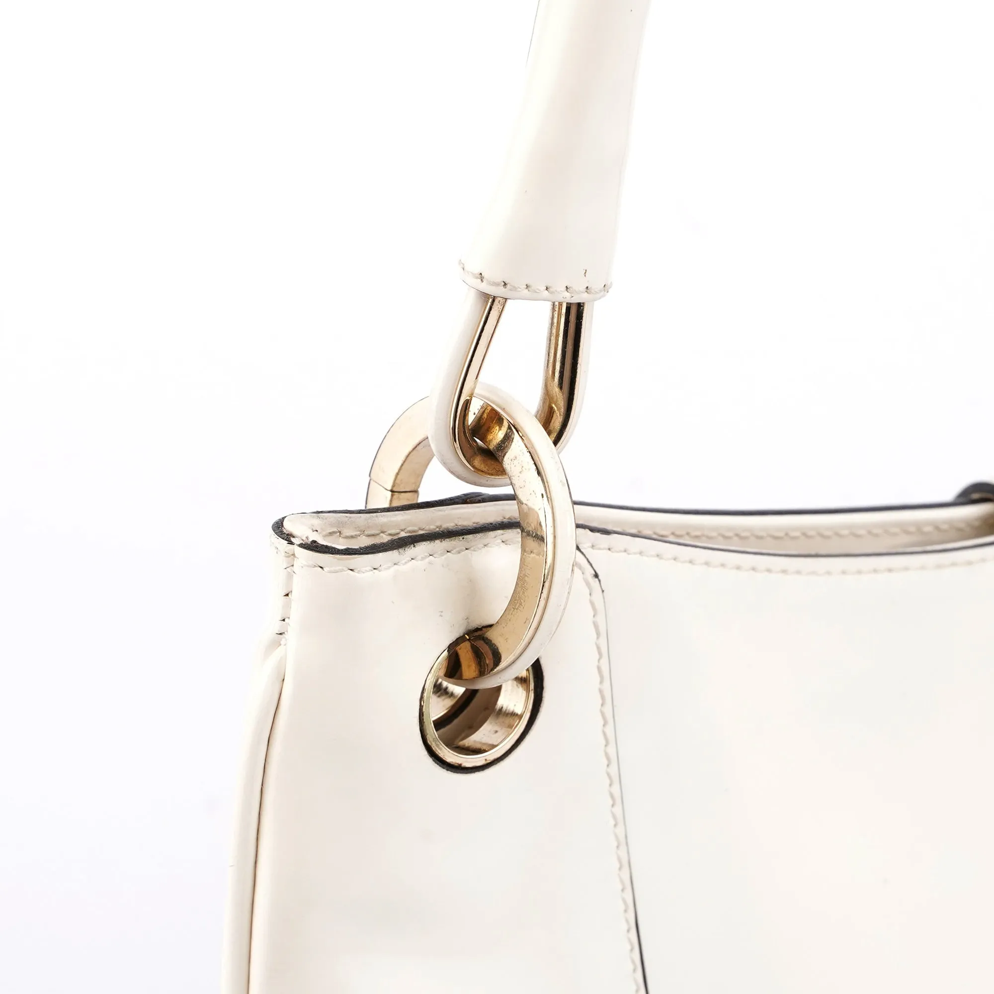 White Patent Leather Jackie Shoulder Bag