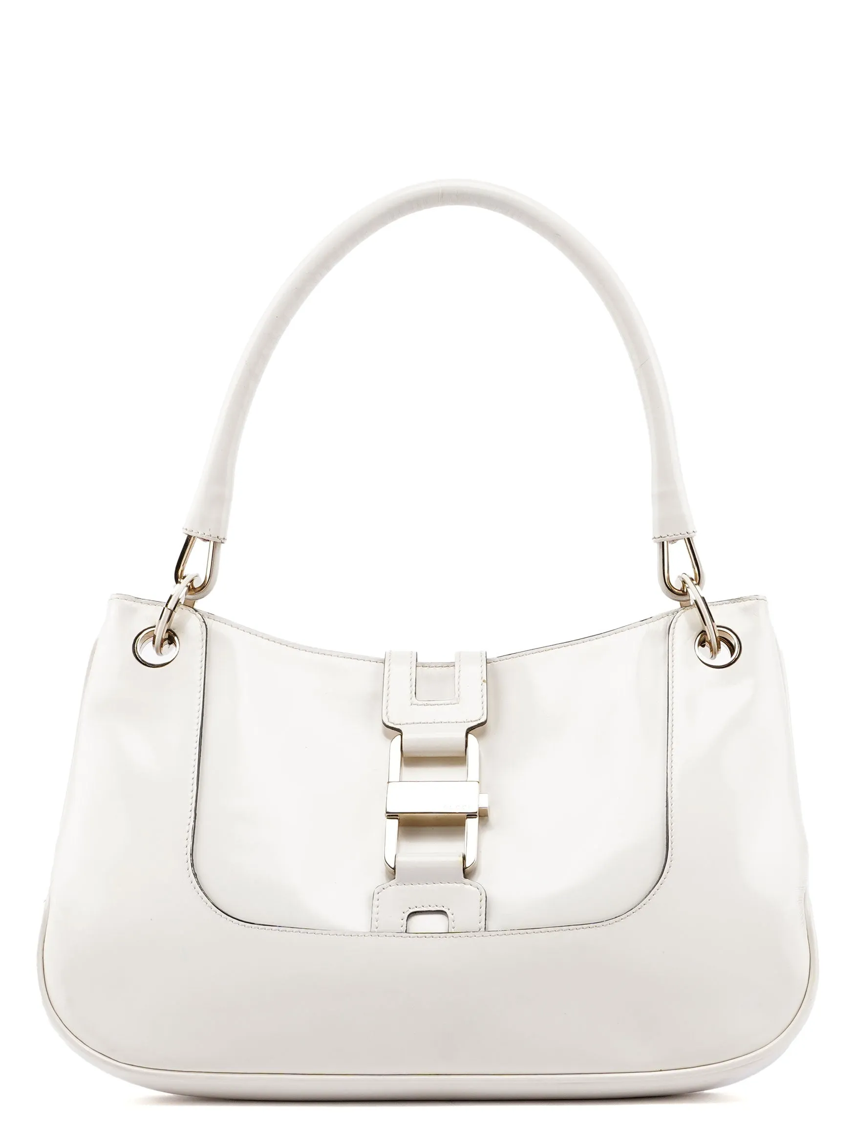 White Patent Leather Jackie Shoulder Bag