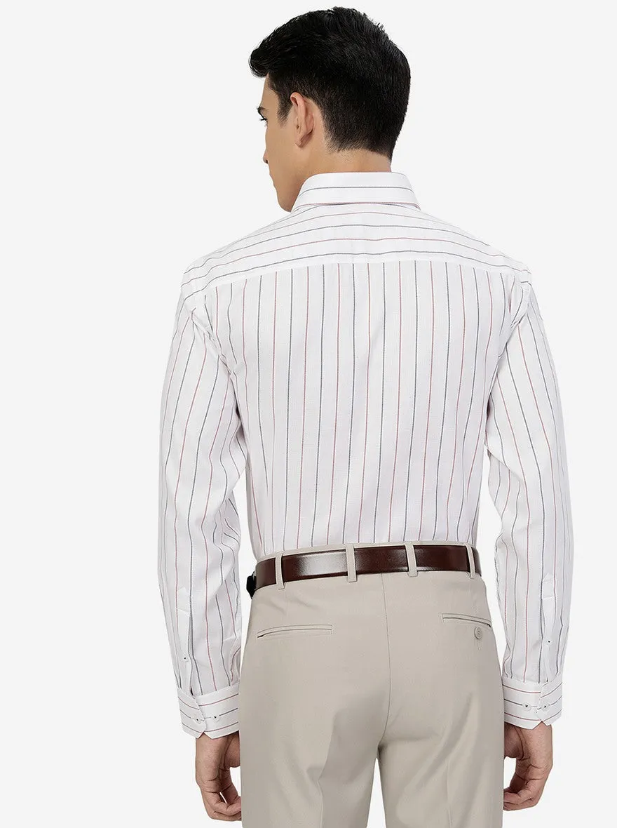 White Striped Regular Fit Formal Shirt | JadeBlue