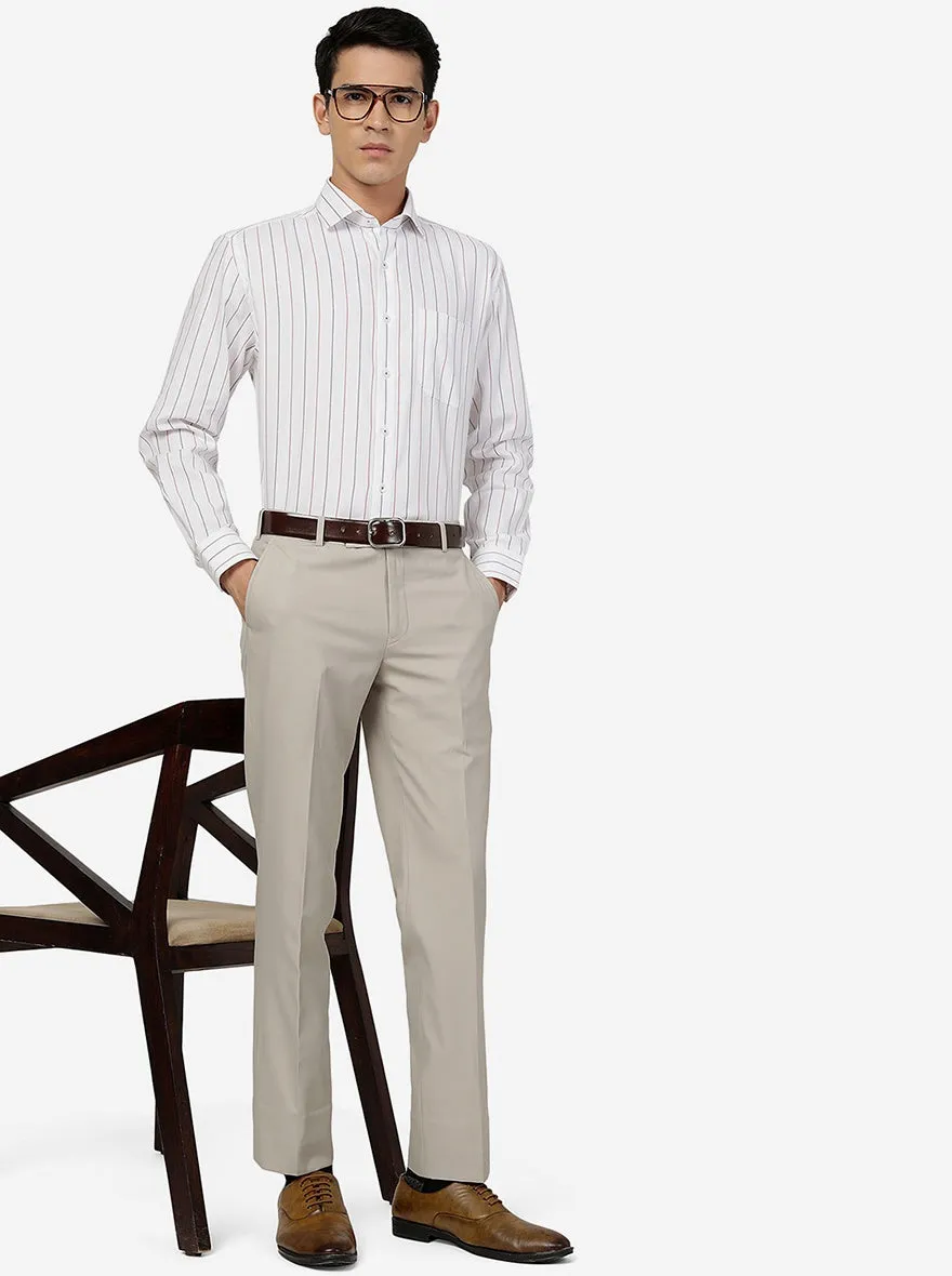 White Striped Regular Fit Formal Shirt | JadeBlue