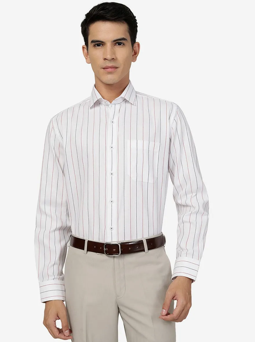 White Striped Regular Fit Formal Shirt | JadeBlue
