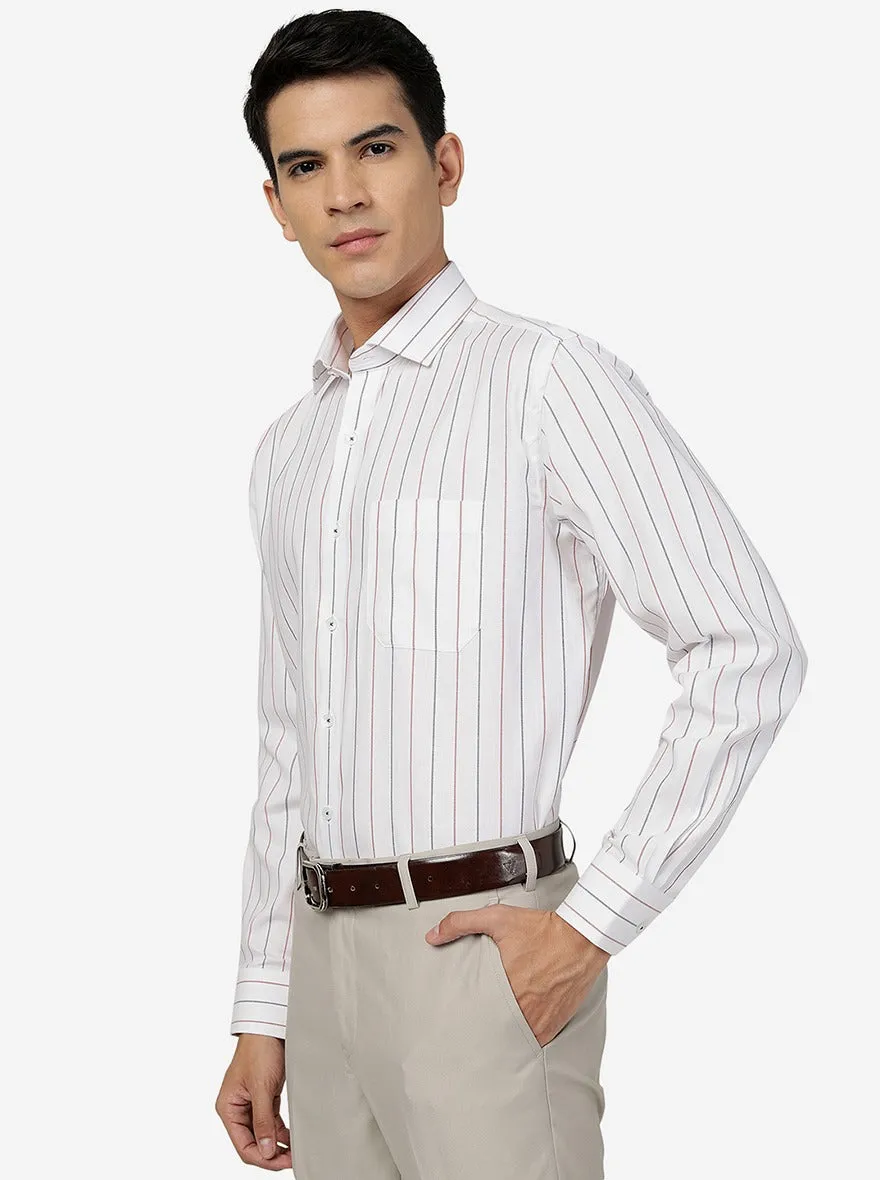 White Striped Regular Fit Formal Shirt | JadeBlue