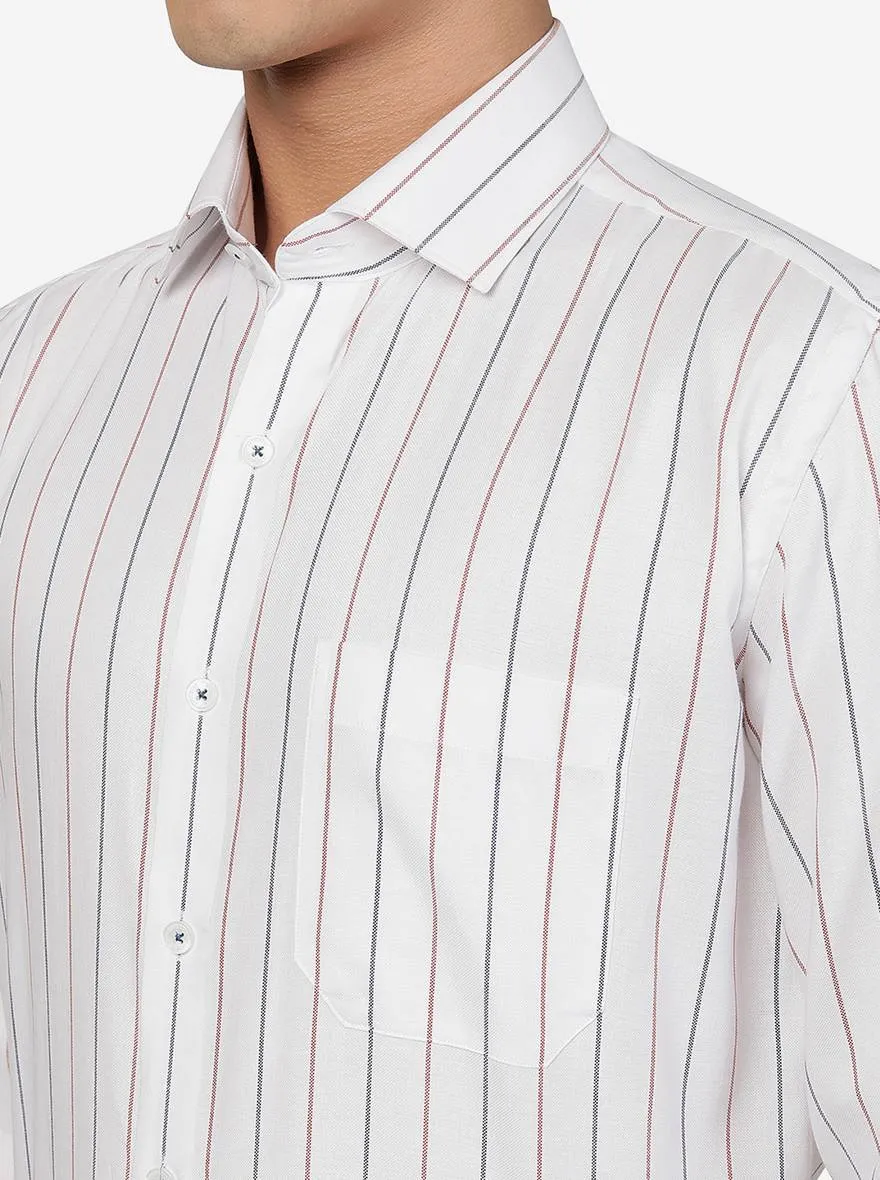 White Striped Regular Fit Formal Shirt | JadeBlue