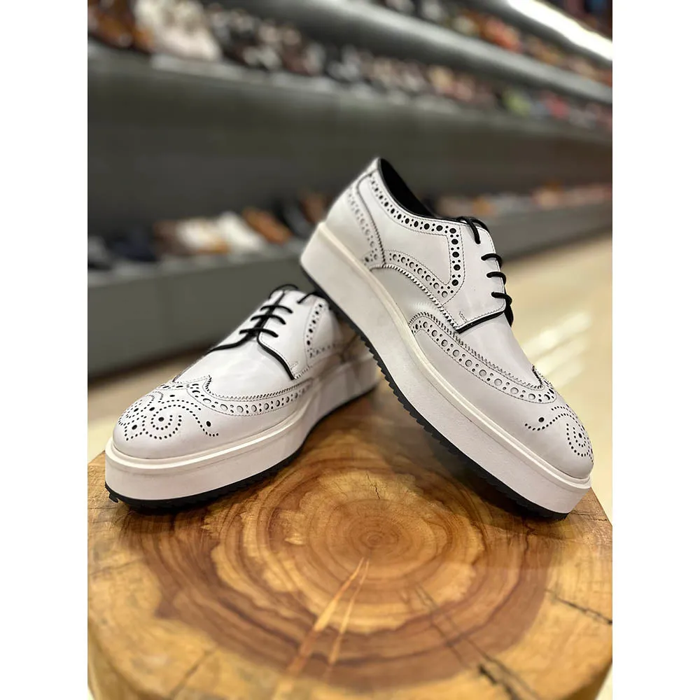White Wingtip Derby Platform Derby Sneaker