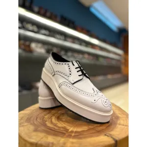 White Wingtip Derby Platform Derby Sneaker