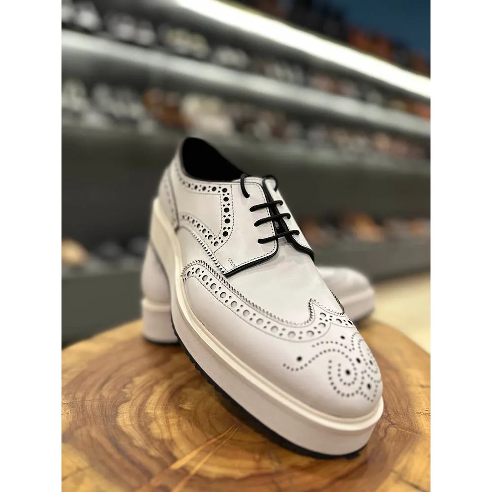 White Wingtip Derby Platform Derby Sneaker