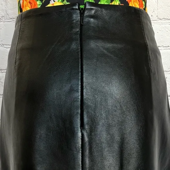 WILSONS Black Genuine Leather Zippered Front Slit Pencil Skirt--6