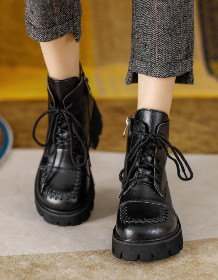 Winter Autumn Lace up Chunky Mary Janes Boots