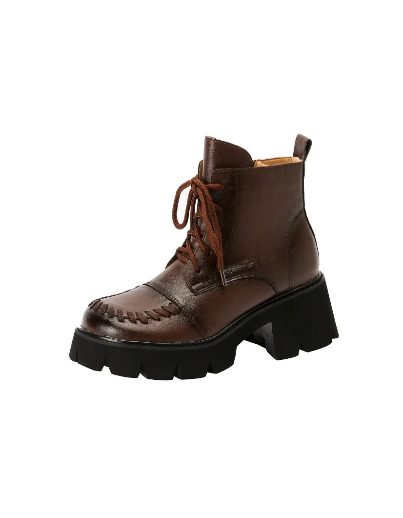 Winter Autumn Lace up Chunky Mary Janes Boots