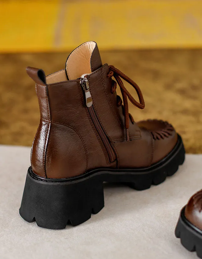 Winter Autumn Lace up Chunky Mary Janes Boots