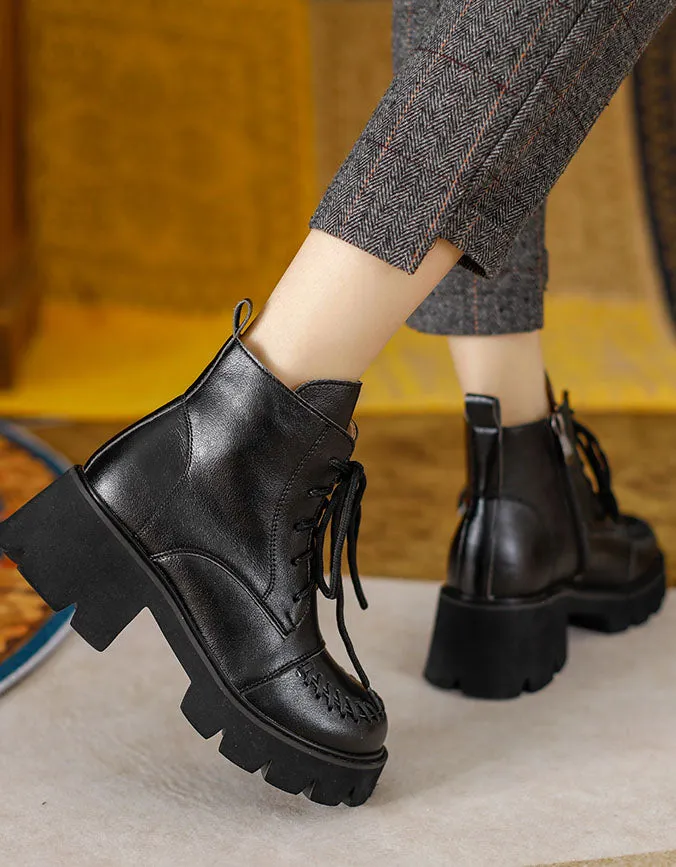 Winter Autumn Lace up Chunky Mary Janes Boots