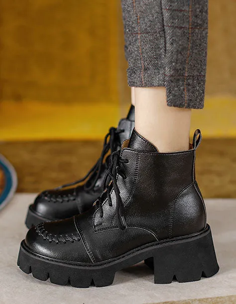 Winter Autumn Lace up Chunky Mary Janes Boots