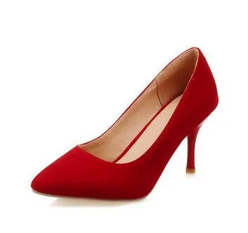 Women Nude Color Patent Leather Pumps Red Pointy Toe Basic Work Stiletto High Heel Pump Stilettos Party Shoes