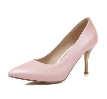 Women Nude Color Patent Leather Pumps Red Pointy Toe Basic Work Stiletto High Heel Pump Stilettos Party Shoes