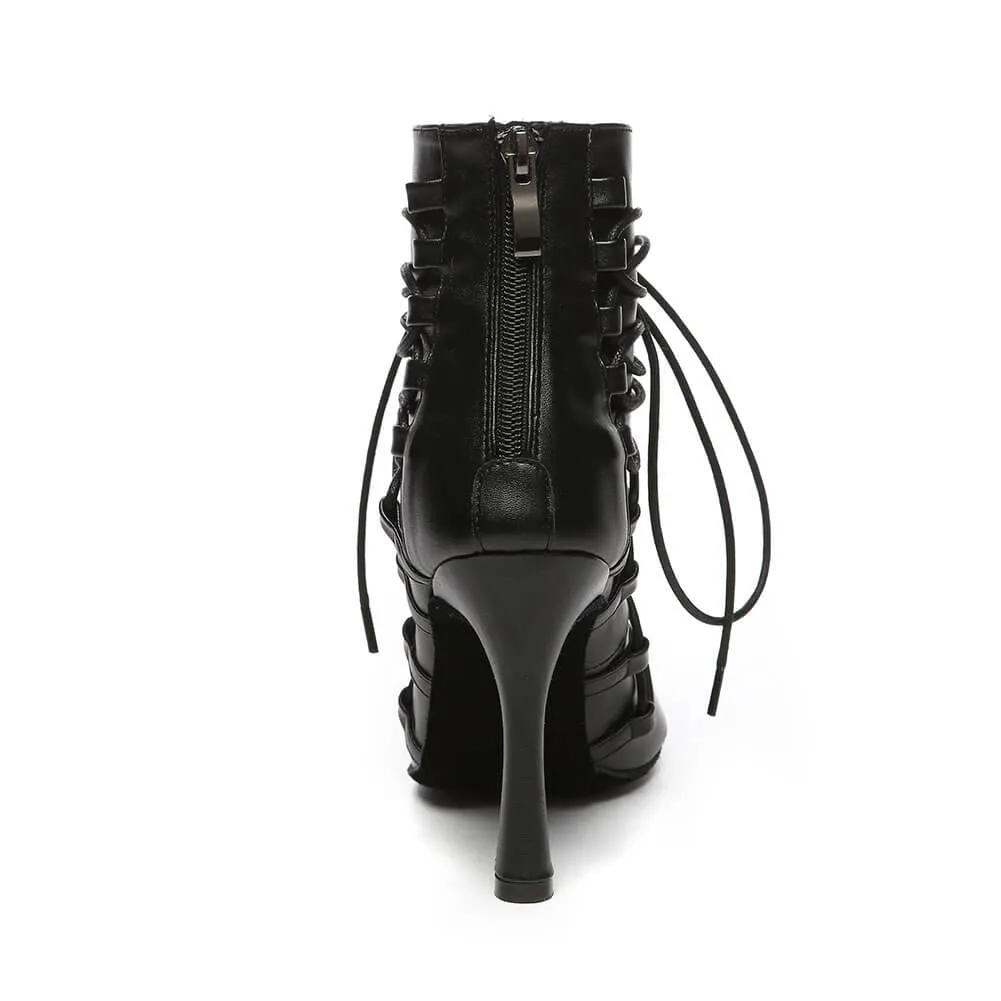 Women's Leather Lace Up Dance Boots