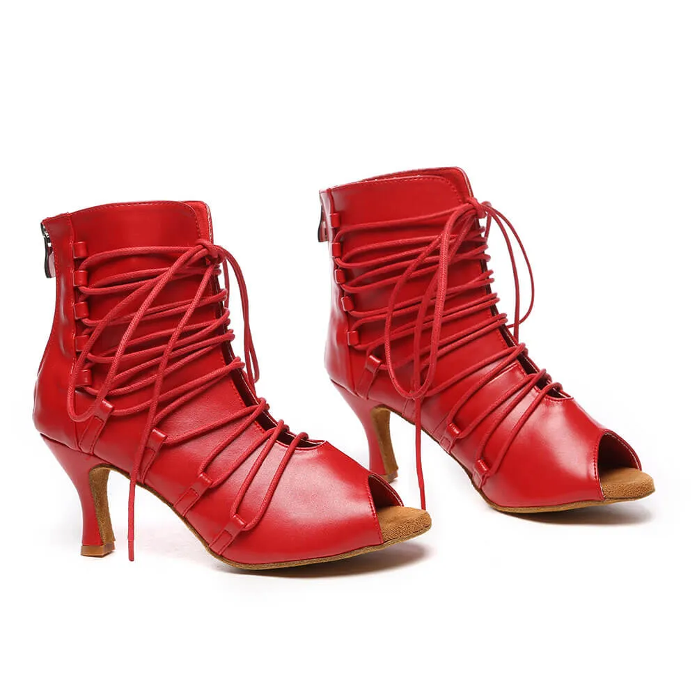 Women's Leather Lace Up Dance Boots